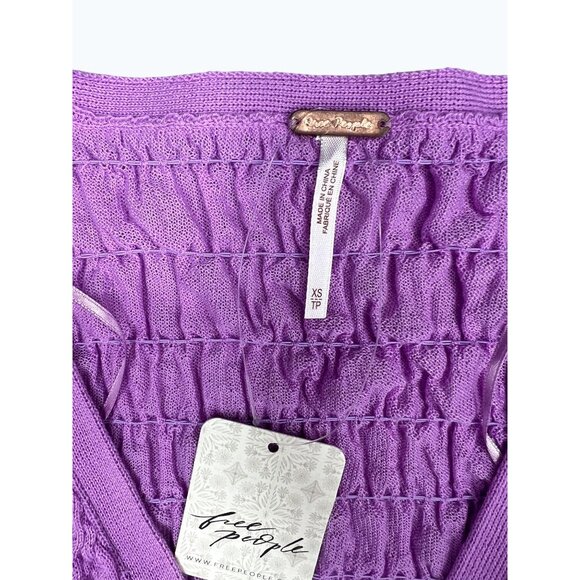 Free People Scrunchy Shrug Purple Long Sleeve Cropped Tie Front Cardigan Size XS - Picture 5 of 14